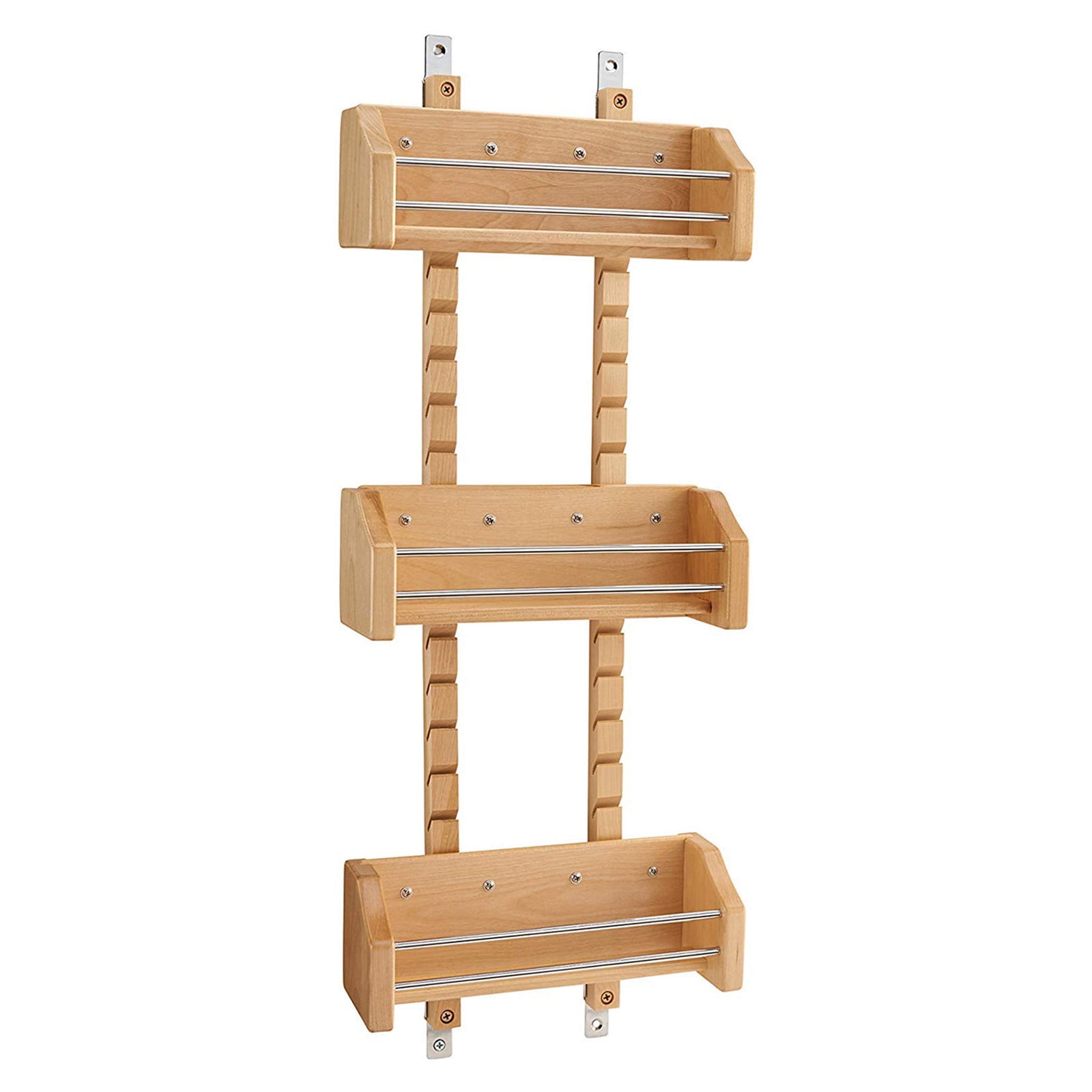 AGRTY Small Adjustable Door-Mount Spice Rack, 3-Tier Maple Wood Spice ...