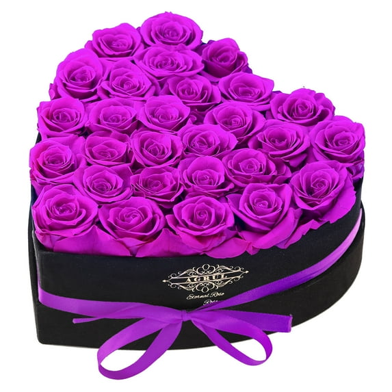 AGRUL 28 Pcs Purple Preserved Flowers Rose Gifts for Christmas,Valentine's Day,Mother's Day to Her
