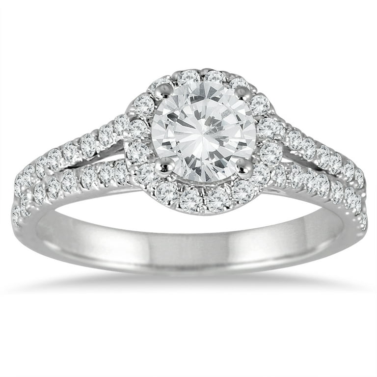 AGS Certified 1 1 4 Carat TW Diamond Split Shank Halo Engagement