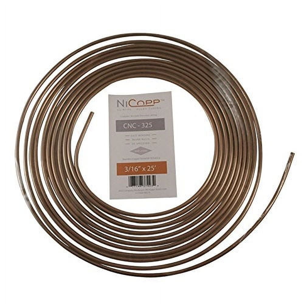 AGS Company CNC-325 Nickel/Copper Brake Line Tubing Coil, 3/16" x 25'