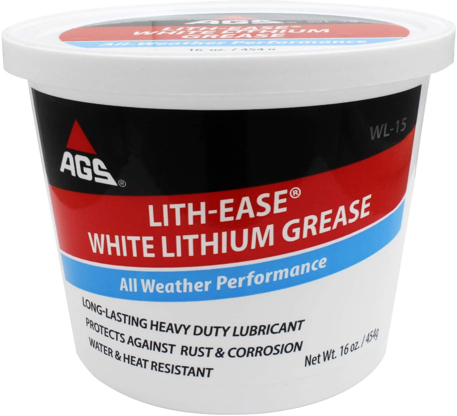 AGS LithEase White Lithium Grease, Tub, 16 oz