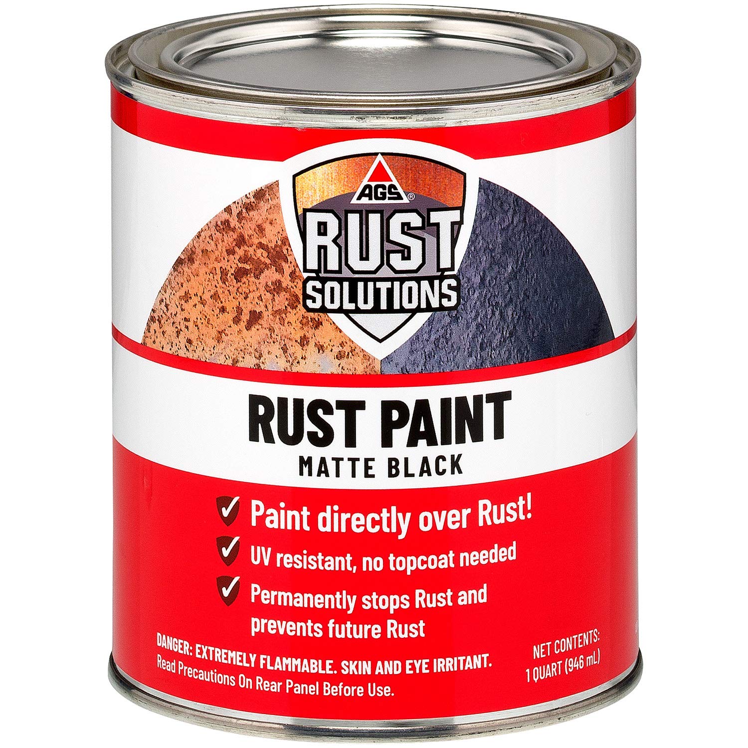 AGS RUST SOLUTIONS Rust Paint, Matte Black Finish, 1 Gallon, Rust