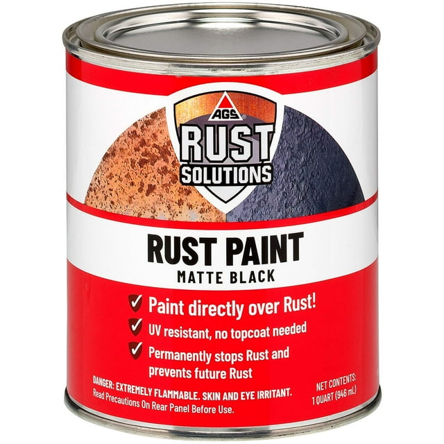 AGS RUST SOLUTIONS Rust Paint, Matte Black Finish, 32 Fluid Ounces