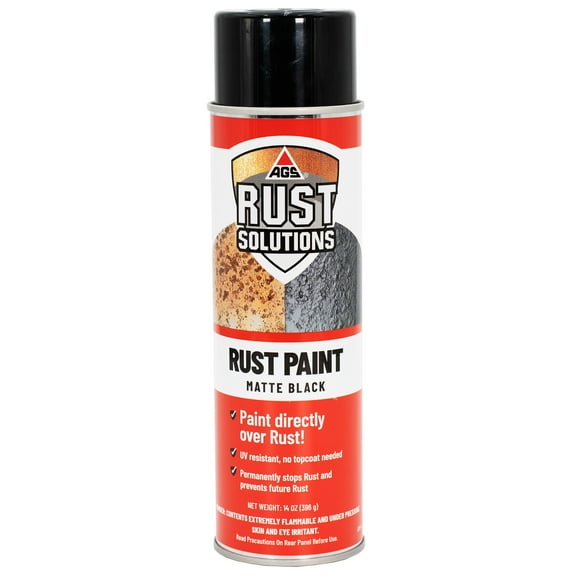 AGS Rust Solutions Matte Black Anti-Corrosion Rust Paint - 14 oz Aerosol Spray