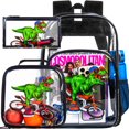 thumbnail image 1 of AGSDON 3PCS Clear Backpack for Boys, Dinosaur Transparent Bookbag Heavy Duty, See Through School Bag for Kids Elementary Preschool, 1 of 10