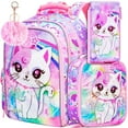 thumbnail image 1 of AGSDON 3PCS Girls Backpack, 16" Kids Cat Sequin Bookbag with Lunch Box, Water Resistant School Bag for Elementary Preschool Toddler, 1 of 8