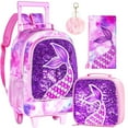 thumbnail image 1 of AGSDON 3PCS Rolling Backpack for Girls, Kids Roller Wheels Bookbag, Wheeled School Bag with Lunch Bag - Mermaid Pink, 1 of 11