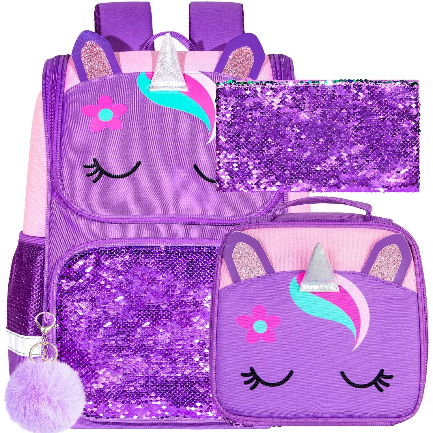 AGSDON 3PCS Unicorn Backpack, 15