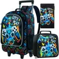 thumbnail image 1 of AGSDON 4PCS Boys Rolling Backpack, Cute Game Wheeled Bookbag, Roller School Bag with Wheels for Elementary Preschool Travel, 1 of 10