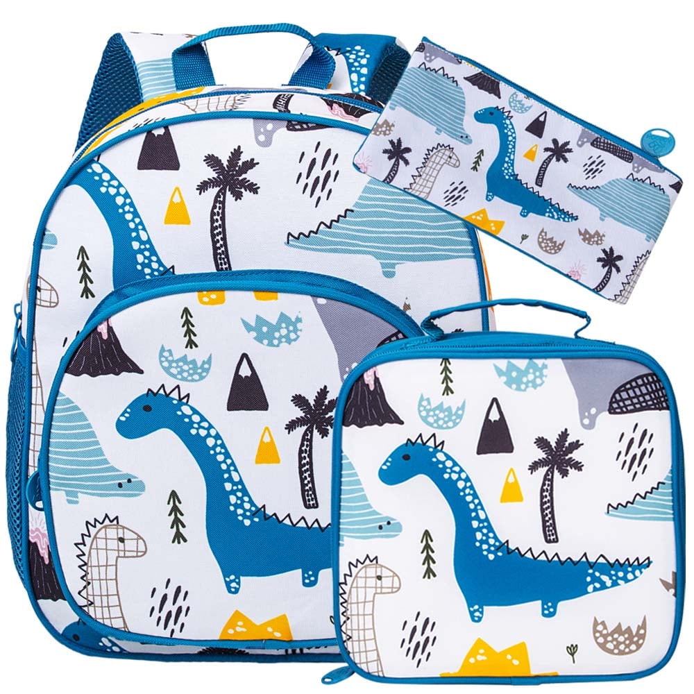 AGSDON Dinosaur Backpack for Boys,3PCS Toddler Backpack and Lunch Box for Boys