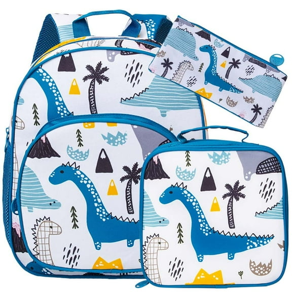AGSDON Dinosaur Backpack for Boys,3PCS Toddler Backpack and Lunch Box for Boys