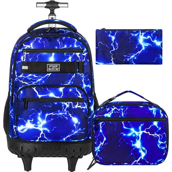 AGSDON Rolling Backpack for Women and Men, Laptop Travel Backpack Roller Wheeled Carry on luggage with Wheels for Teens, Colleges and Adults, Blue01, Large, Daypack Backpacks