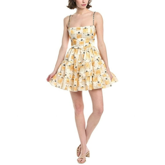 AGUA BY AGUA BENDITA womens  Bisuteria Linen & Silk-Blend Mini Dress, l, Beige