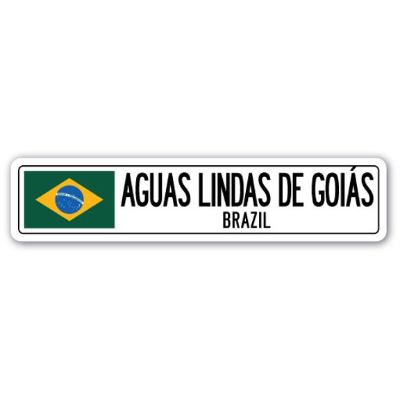 AGUAS LINDAS DE GOIOS BRAZIL Street Sign Brazilian flag city country road gift