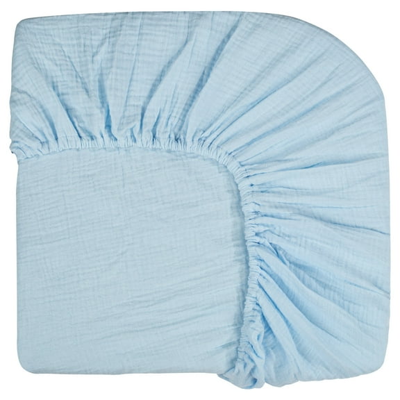 AGUDAN Baby Crib Sheets for Boys Girls, Organic Fitted Elastic for Infant Unise, Light Blue