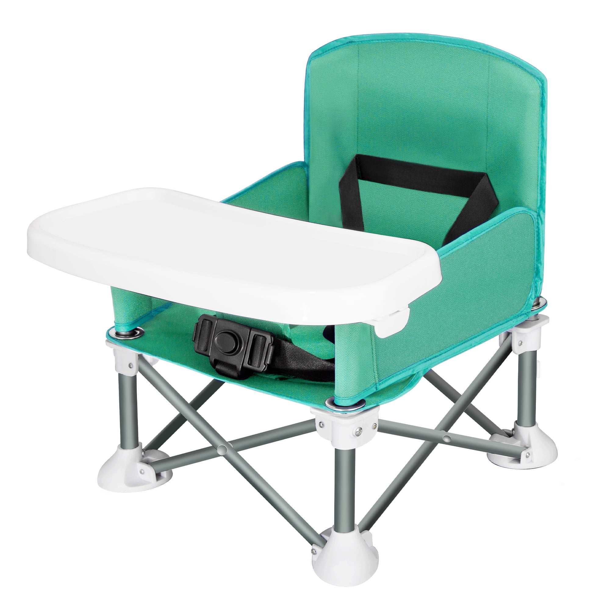 AGUDAN Baby Portable Infant Travel Seat, Toddler Unisex Foldable Camping Chair with Removable Dining Tray, Green