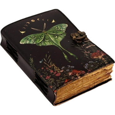 AGWANI HANDICRAFT Leather Luna Moth Writing Notebook & Sketch Book, 7" x 5", Multicolor, 200 Pages