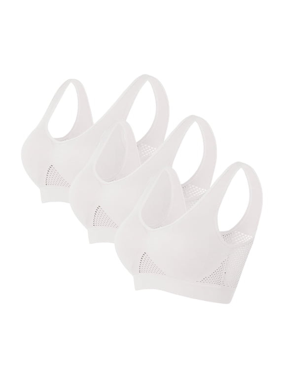 3 Pack Sports Bras for Women Breathable Anti-Sagging Breasts Bra Wireless Comfort Liftup Bras Full Coverage Push Bras Seamless Padded Sports Bra