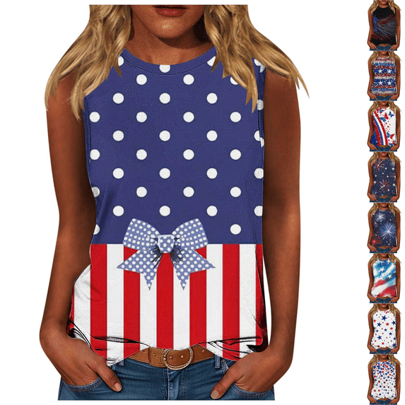 AGWOLF 4th of July Tank Tops for Women Summer Patriotic Stars and Stripes Graphic Tees Plus Size Sleeveless T Shirts Cami Breathable Round Neck Tanks 250 Anniversary USA Shirt Women Multicolor XL