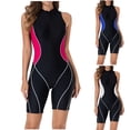 thumbnail image 1 of AGWOLF Athletic One Piece Swimsuits for Women Zipper Front Tummy Control Bathing Suits Competitive Modest Boyleg Swimwear, 1 of 9