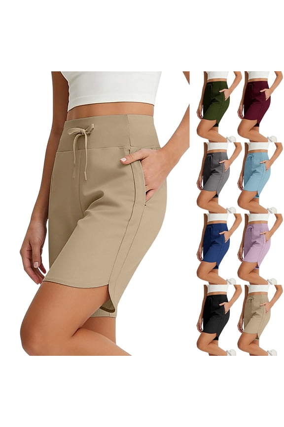 Athletic Shorts for Women Soft High Waisted 7 Inch Inseam Long Shorts with Pockets Tummy Control Workout Shorts for Dance Golf Running Dark Gray S