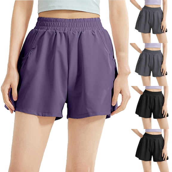 AGWOLF Athletic Shorts for Women High Waisted Workout Inner Short Baggy Summer Casual 2 In 1 Running Tennis Shorts with Pockets