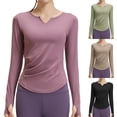 thumbnail image 1 of AGWOLF Athletic Tops for Women Soft Long Sleeve Yoga Shirt Hiking Running Workout Clothes Base Layers with Thumb Hole Khaki M, 1 of 7