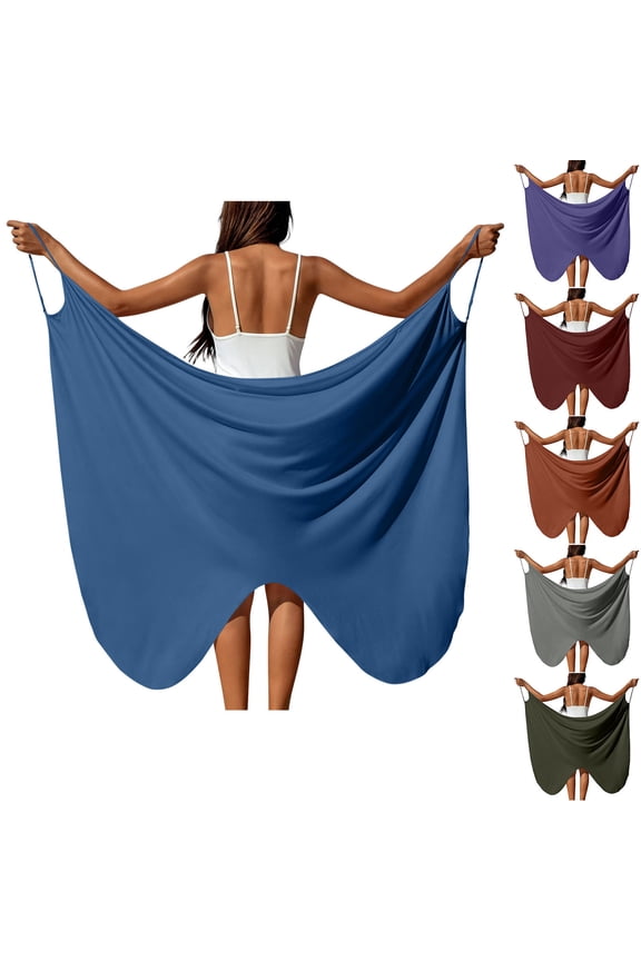 Beach Cover Ups for Women Plus Size Sarong Wraps Bikini Swimsuit Cover Up Midi Dress Vacation Clothes Blue M