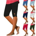 thumbnail image 1 of AGWOLF Bermuda Leggings for Women Tummy Control Knee Length Long Shorts Casual Summer High Waisted Capri Pant Trendy Hollow Out Hem Shorts Army Green M, 1 of 6