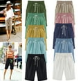 thumbnail image 1 of AGWOLF Bermuda Shorts for Women Knee Length Plus Size Loose Comfy Beach Short 2025 Summer Cotton Linen Wide Leg Long Shorts, 1 of 4