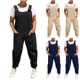 thumbnail image 1 of AGWOLF Bib Overalls for Women One Piece Summer Casual Adjustable Straps Overall Baggy Suspenders Pants with Pockets Trendy Sleeveless Rompers Navy M, 1 of 2