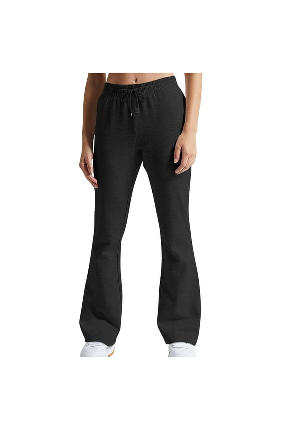 Boot cut Sweatpants for Women Cozy Elastic Waist Drawstring Joggers Casual Straight Leg Bell Bottom Pants Fashion Workout Active Trousers