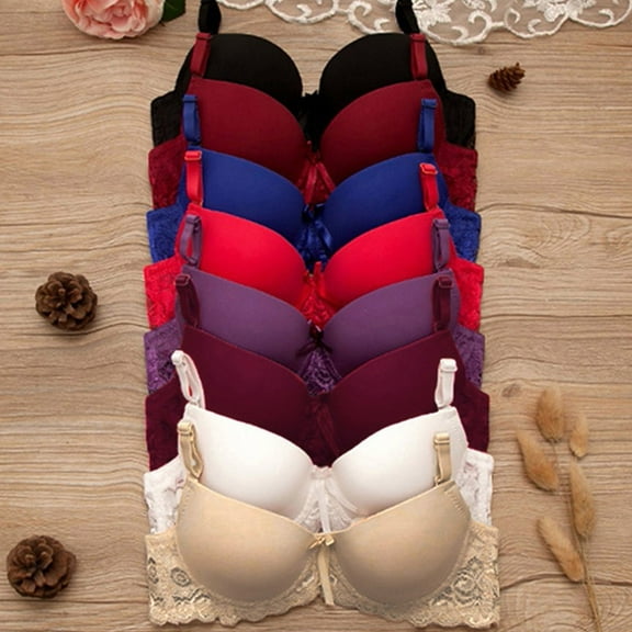 AGWOLF Bras for Women Underwire Full Coverage Lace Bra Comfort Push Up Padded Bralettes with Adjustable Straps Everyday Bra