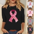 thumbnail image 1 of AGWOLF Breast Cancer Support T-Shirt for Women Pink Ribbon 3/4 Sleeve Shirts Loose Fit Crew Neck Pullover Lightweight Breathable Soft Graphic Tee Gray L, 1 of 5