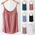 thumbnail image 1 of AGWOLF Build in Bra Tank Tops for Women Spaghetti Strap Camisole Loose Fit Lettuce Trim Flowy Cami Casual Summer Tanks Black L, 1 of 6
