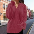 thumbnail image 1 of AGWOLF Cable Knit Sweaters for Women Cozy V Neck Oversized Pullover Solid Color Long Sleeve Jumper Tops, 1 of 6