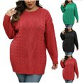thumbnail image 1 of AGWOLF Cable Knit Sweaters for Women Plus Size Crewneck Pullover Tops Long Sleeve Chunky Jumpers Soft Cozy Warm Sweater XXL, 1 of 7