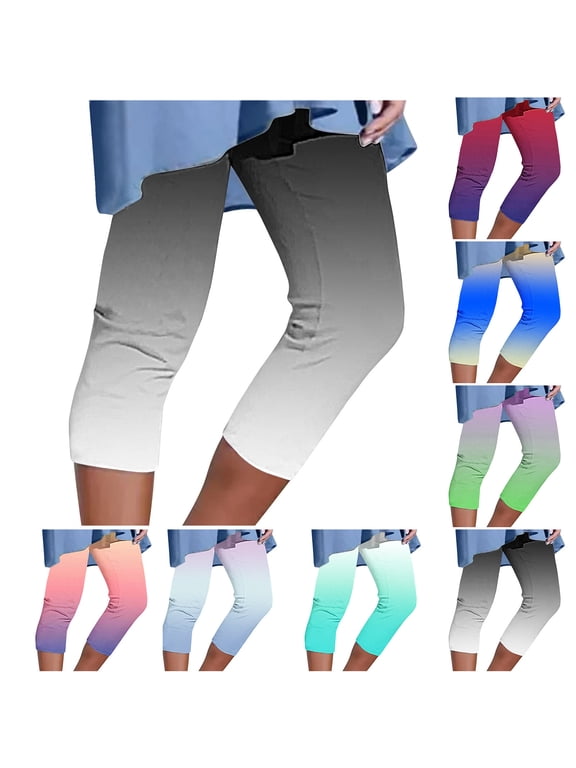 Capri Leggings for Women High Waisted Capris Tummy Control Yoga Pants Workout Cycling Tights Dressy Cropped Tights Gray 2XL