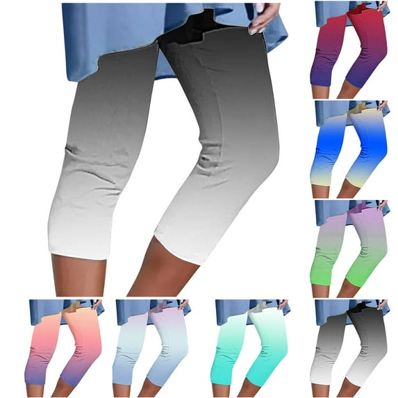 AGWOLF Capri Leggings for Women High Waisted Capris Tummy Control Yoga Pants Workout Cycling Tights Dressy Cropped Tights Gray M