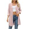 AGWOLF Cardigan Sweaters for Women Long Open Front Cardigans Lightweight Knit Long Sleeve Sweater Coats Long Duster for Fall Casual Pink XL