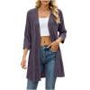 AGWOLF Cardigan Sweaters for Women Long Open Front Cardigans Lightweight Knit Long Sleeve Sweater Coats Long Duster for Fall Casual Purple M