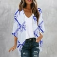 thumbnail image 1 of AGWOLF Chiffon Cardigan,Women Kimono Cardigans Casual Summer Tops Cover up 3/4 Length Sleeve Open Front Floral Print Resort Wear Blue,M, 1 of 5