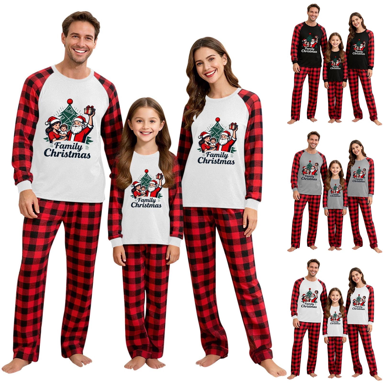 AGWOLF Christmas Family Pajamas Matching Sets Funny Family Print Tops ...