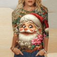thumbnail image 1 of AGWOLF Christmas Shirts for Women Plus Size 3D Santa Print Pullover 3/4 Sleeve Crewneck Xmas Tops Holiday Party Clothes, 1 of 5