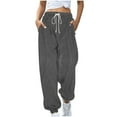 thumbnail image 1 of AGWOLF Corduroy Pants for Women Soft High Waist Straight Leg Trousers Elastic Drawstring Cinch Bottom Pant with Pockets, 1 of 6