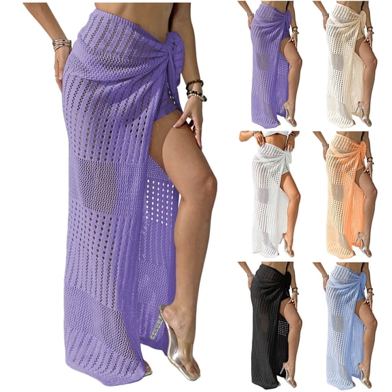AGWOLF Cover Ups for Swimwear Women Beach Sarong Wrap Crochet Hollow Out Swimsuits Coverup for Women Summer Vacation Outfits Beige Free Size
