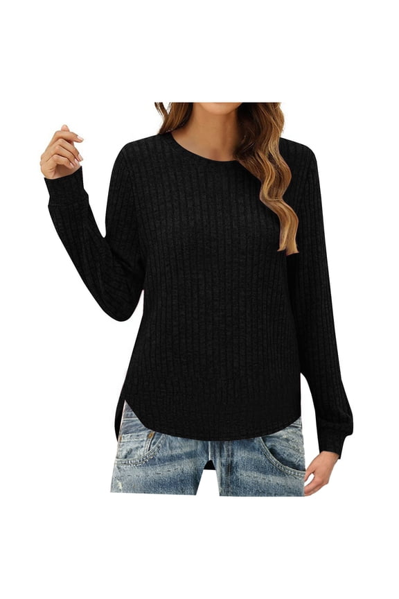 Cozy Sweaters for Women Casual Lightweight Knit Jumper Comfy Long Sleeve Solid Basic Pullover Fall Travel
