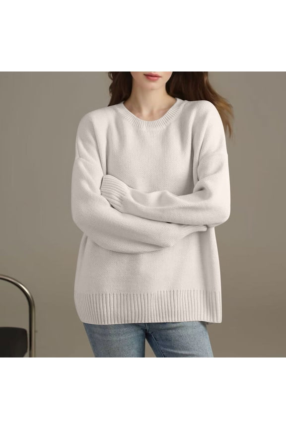 Cozy Sweaters for Women Casual Oversized Knit Jumper Solid Basic Mock Neck Tops Fall Winter Fashion Shirts