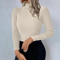 thumbnail image 1 of AGWOLF Cozy Sweaters for Women Casual Turtleneck Slim Pullover Solid Basic Ribbed Knit Jumper Tops, 1 of 8