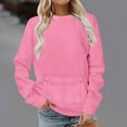 thumbnail image 1 of AGWOLF Crew Neck Sweatshirts for Women Casual Long Sleeve Tops with Pocket Comfy Solid Color Loose Pullover Tunic, 1 of 5